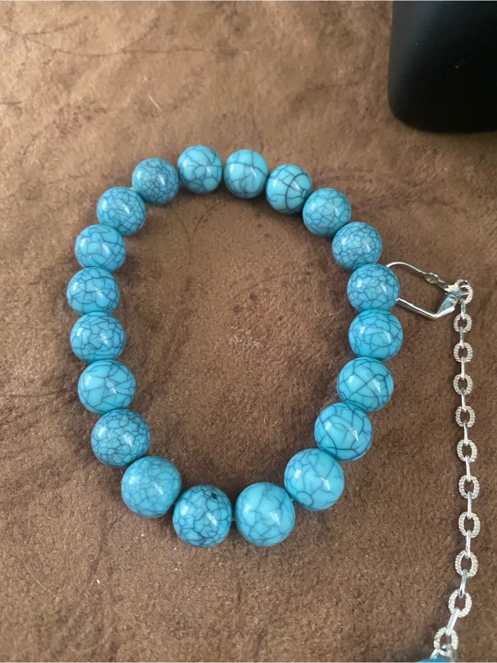 Liz Claiborne Turquoise-Tone Beaded Necklace, earrings and Bracelet Set - Picture 4 of 7